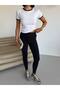 Women's White Short Sleeve Crew Neck Single Jersey Fabric Blouse - 2
