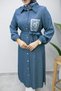 Tunic with Belted Waist and Embroidery Detail Tsd260240 Light Blue - 4