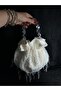 Sequin Tassel Bridal Bag and Bridal Fan with Bride Hologram - 3