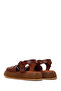 Women's Brown Buckle Thick-Soled Leather Sandals 26Sfd332718 - 6