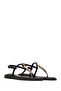 Women's Black Ankle Buckle and Stone Flip-Flop Sandals 26Sfe452114 - 2
