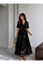 Women's Etamin Embroidered Linen Dress with Elastic Waist - 3
