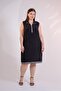 Women's Plus Size Zipper Stripe Detailed Dress
