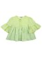 Flounced Green Woven Summer Little Girl Blouse-Shorts Set - 3