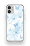 iPhone 12 Compatible Pastel Blue Butterfly Pattern Transparent Phone Case