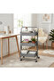 3-Tier Rolling Metal Storage Cart with Wheels & Handle | Mesh Shelves Utility Trolley | Grey & Blue | 28×38×70 cm - 3