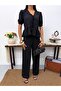 Drawstring Tie-Back Blouse and Pants Set