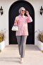 Asymmetrical Embroidered Buttoned Tulle Voile Tunic -Pink - 5