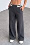 Waist Ribbed Knit detailed Wide-Leg comfortable sweatpants without raising - 4