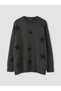 Anthracite Crew Neck Star Patterned Women's Knitwear Tunic - 5