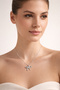 Women's Silver Color Zircon Stone Large Bow Figured Necklace - 5
