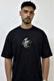 Gargoyle Devil Design Printed Oversize Black T-Shirt