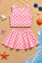 Girl's Pink Polka Dot Skirted Swimsuit Set