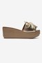 Jeff Gold Genuine Leather Bowknot Women's Wedge Heeled Slippers - 4