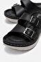 2 Buckle Women's Slippers Black - 7