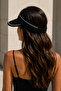 Women's Foldable Black Straw Visor Hat Adjustable Sunscreen Summer Beach Hat - 8