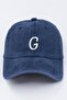 Letter g Navy Blue Embroidered Washable Vintage Unisex Hat