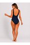 Women's Classic Swimsuit Swimwear Stretchy Fabric One Piece-Navy Blue - 5