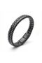 Black and White Leather Mesh Steel Bracelet 18393B4D1 - 5