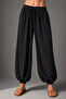 Women's Black Modal Fabric Flowy Shalwar Trousers - 7