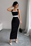 Women's Strappy Geometric Collar Ribbon Detailed Long Diver Dress Trend Dress - 2