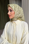 Mosaic Patterned Aqua Soft Scarf 90X90 Soft Textured Hijab Women's Scarf