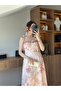 Shawl-Detail Bordure Pattern Dress - 8