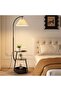 Nordic Curved Floor Lamp, Standing lamp With 3-Layer Side Table and Storage Drawer - 2