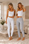 Women's High Waist Basic Stretchy Leggings White Gray Casual Sports Combed Cotton Leggings