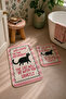 Non-Slip Base Washable 2-Piece Bath Mat - 60*100 cm - 50*60 cm - Bekçi Kedi