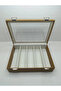 Glass Lid Leather Fabric Coffee-White Color 34 cm / 24 cm 5 Compartments Glasses Display Stand - 6