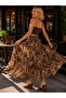 Leopard Patterned Women's Long Skirt with Elastic Waist - 2