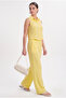Women's Alfie Zero Sleeve Shirt Elastic Waist Pants Woven Yellow Bottom Top Set - 4
