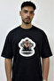 Lisa Rockstar Design Printed Oversize Black T-Shirt