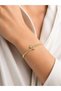 Brass Gold Color Zircon Stone Clover Model Women's Handcuff Bracelet - 2