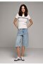Slim Fit Round Neck Printed Women's Ecru Short Sleeve T-Shirt - 3