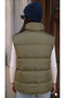 Women's Khaki Stand-Up Collar Buttoned Inflatable Vest with Drawstring at the Bottom - 5