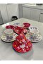 Decorative 4-Person Tulip Design Fully Handmade Coffee Cup Set and Snack Bowl-Sauce Bowl - 2
