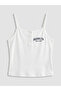 White Brooklyn Printed Rope Strap Women's Ribbed Crop Top - 5