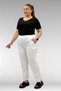 59020 Large Size Elastic Waist Muslin Narrow Leg Trousers - Ecru - 4