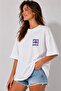 Women's Oversize 100% Cotton T-Shirt Basic Comfortable Fit Amore Printed T-Shirt - 2