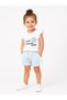 3-10 Years Old Girls' Floral Printed Ruffle Sleeve White T-Shirt Striped Shorts Set Waterway Fabric - 6