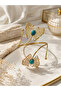 🦋   Turquoise Stone Detailed Butterfly Design Gold Color Pazu Bracelet |   Adjustable Bohemian Women's Arm Accessory