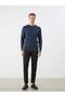 Indigo Crew Neck Long Sleeve Patterned Men's Knitwear Sweater (W4) - 3
