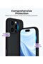 Soft Liquid Silicone Gel Case for iPhone 16 Pro Max - Full Body Shockproof Protection with Matte Finish & Soft Microfiber Lining (Black) - 4