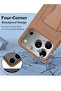 iPhone 17 Pro 5G 2025 Silicone TPU Card Holder with Hand Grip Case | Slim Shockproof Wallet Cover with Kickstand Strap, Durable Protective Back Pocket (MCHPSN) – Brown - 3