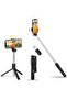 Selfie Stick with LED Fill Light, Phone Tripod Stand with Detachable Bluetooth Wireless Remote