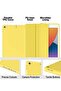 iPad 9th/8th/7th Generation case (2021/2020/2019) iPad 10.2-Inch Case with Pencil Holder [Sleep/Wake] Slim Soft TPU Back Smart Magnetic Stand Protective Cover Cases (Yellow) - 2