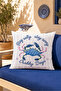 Crabby Days Blue Crab Text Printed Decorative Throw Pillow Cover Marine Decor 43X43 cm - 4