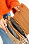 Women's Beige Hand and Shoulder Bag with Cover, Multi-Compartment, Cross Strap, Embossed, Stylish - 3